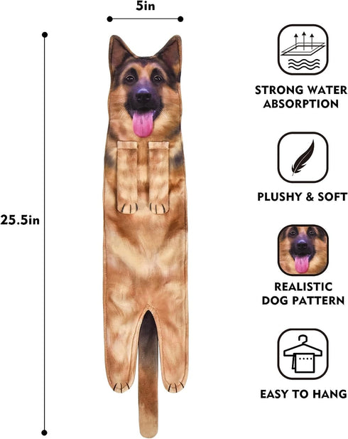 Funny German Shepherd Puppy Dog Hand Towels for Bathroom Kitchen